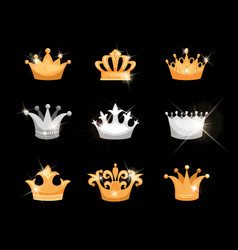 Gold And Silver Crowns Icons Set