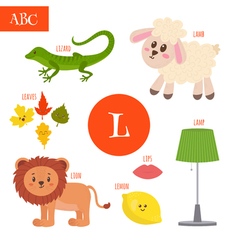 Letter L Cartoon Alphabet For Children Lion Lamb