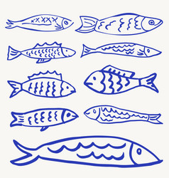 Blue Fish Outline