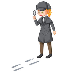 Female Detective Wearing Brown Overcoat And Hat