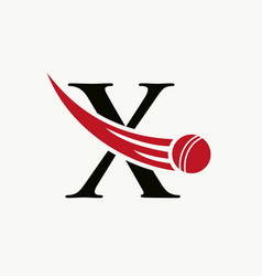 Letter X Cricket Logo Concept With Ball Icon For