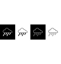 Set Cloud With Rain Icon Isolated On Black And