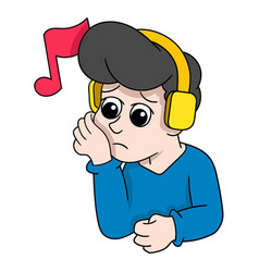 A Man Wearing Headphones Listening To Sad Music