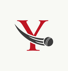 Letter Y Cricket Logo Concept With Ball Icon For