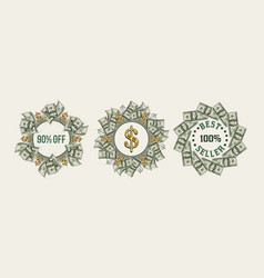 Set Of Circular Money Frames With 100 Dollar Bills