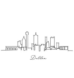 Single Line Drawing Of Dallas Usa Skyline Town