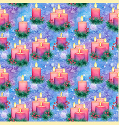 Watercolor Advent Seamless Pattern Candles