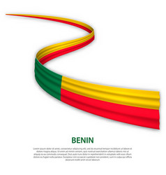 Waving Ribbon Or Banner With Flag Of Benin