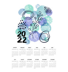 2022 One Page Blue Calendar