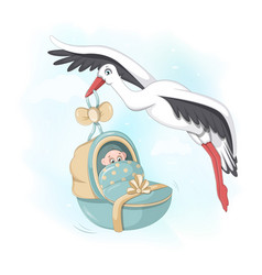 Kind Stork Carries A Cute Newborn Boy