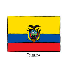 Analog Hand-drawn World Flag Ecuador