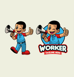 Cartoon Of Foreman Worker Mascot Logo Design