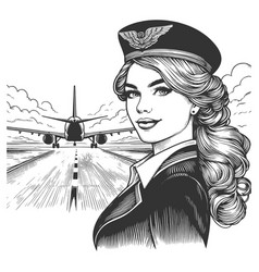 Female Pilot And Airplane