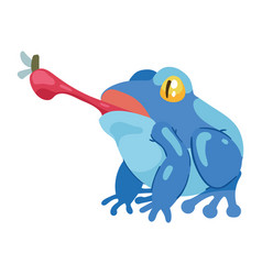 Blue Frog Eating Fly