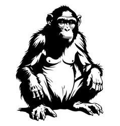 Drawing Of Ape Sitting Hand Drawn Animal