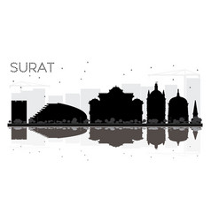 Surat City Skyline Black And White Silhouette