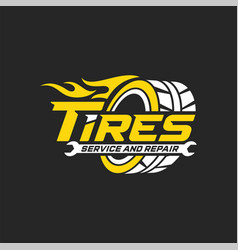 Car Wheel In Fire Flame Tires Logo Design