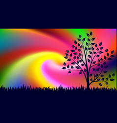 Colorful Blurred Background With Grass And Tree