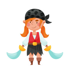 Cute Girl In Pirate Costume With Tied Bandana