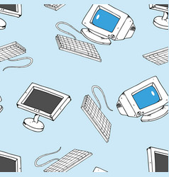 Hand Drawn Crt Monitor Seamless Pattern Old