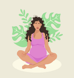 Pregnant Woman Doing Yoga With Nature Background