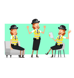 Cartoon Flat British Police Woman Character Set