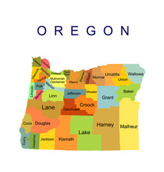 Colorful Oregon Map Silhouette