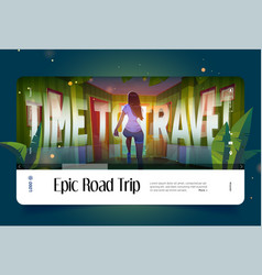 Epic Road Trip Cartoon Landing Page Woman Escape