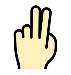 Hand Gesture Two Fingers Icon Color Outline