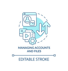 Managing Accounts And Files Turquoise Concept Icon