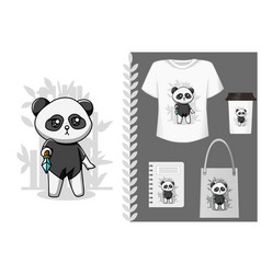 Mockup Small And Cute Panda With Sword