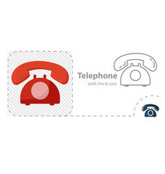 Red Phone Isolated Flat Phone Line Icon