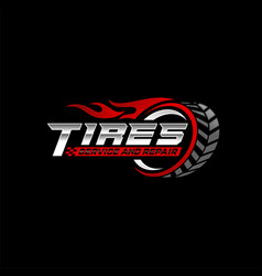 Car Wheel In Fire Flame Tires Logo Design