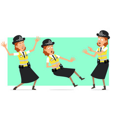 Cartoon Flat British Police Woman Character Set