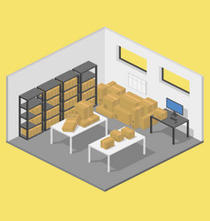 Isometric Storage Room Warehouse With Parcels