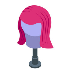 Pink Wig Icon Isometric Style