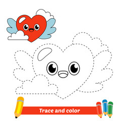 Trace And Color For Kids Heart