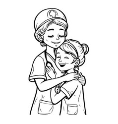 A Nurse With Little Girl On White Background