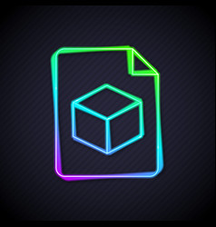 Glowing Neon Line Isometric Cube File Icon