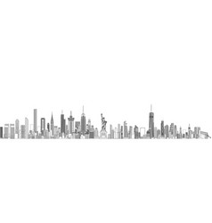 New York Cityscape Line Art Style Detailed