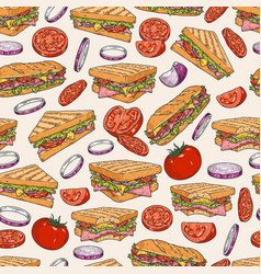 Sandwich Lunch Seamless Pattern Colorful