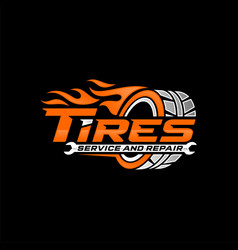 Car Wheel In Fire Flame Tires Logo Design