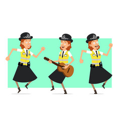 Cartoon Flat British Police Woman Character Set