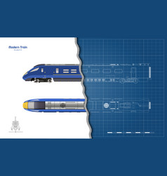 Isolated Blueprint Blue Modern Train