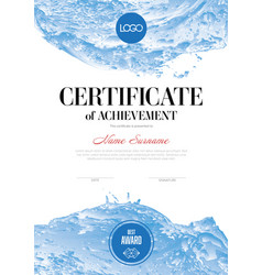 Modern White Certificate Template With Blue Water