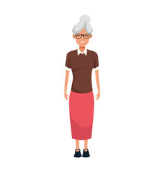 Old Woman Cartoon Icon Flat Design