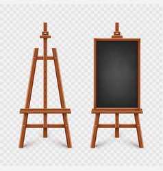 Realistic Black Chalkboard On Wooden Easel Blank