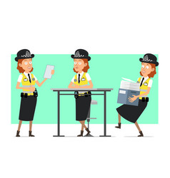 Cartoon Flat British Police Woman Character Set