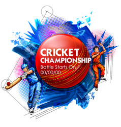 Batsman and bowler playing cricket championship Vector Image