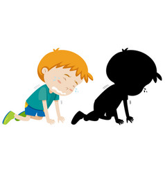 Boy Crying On Floor With Its Silhouette